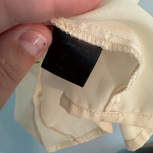 Vintage Line & Dot Semi Sheer Embellished Top Women's Size Small Off-White Ivory - Picture 9 of 9